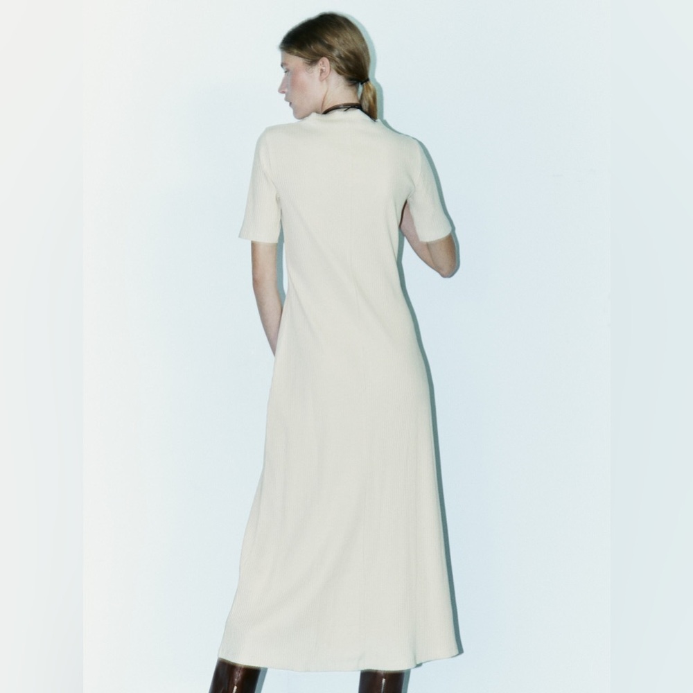 Zara Rib A Line Midi Dress - Picture 4 of 17